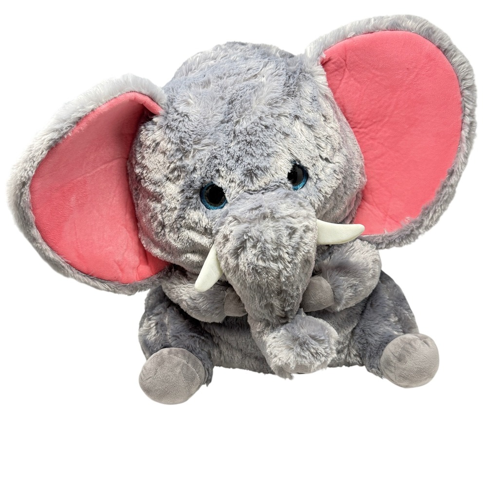 Nanco Belly Buddy Gray‎ Elephant Large Blue Eyes Plush Stuffed Super Soft 20"